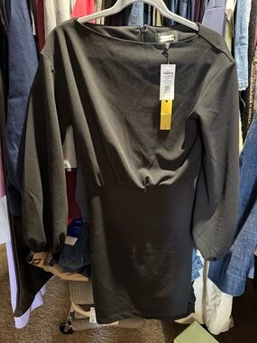 Kohl's Black Long-Sleeve Boatneck Sheath Dress